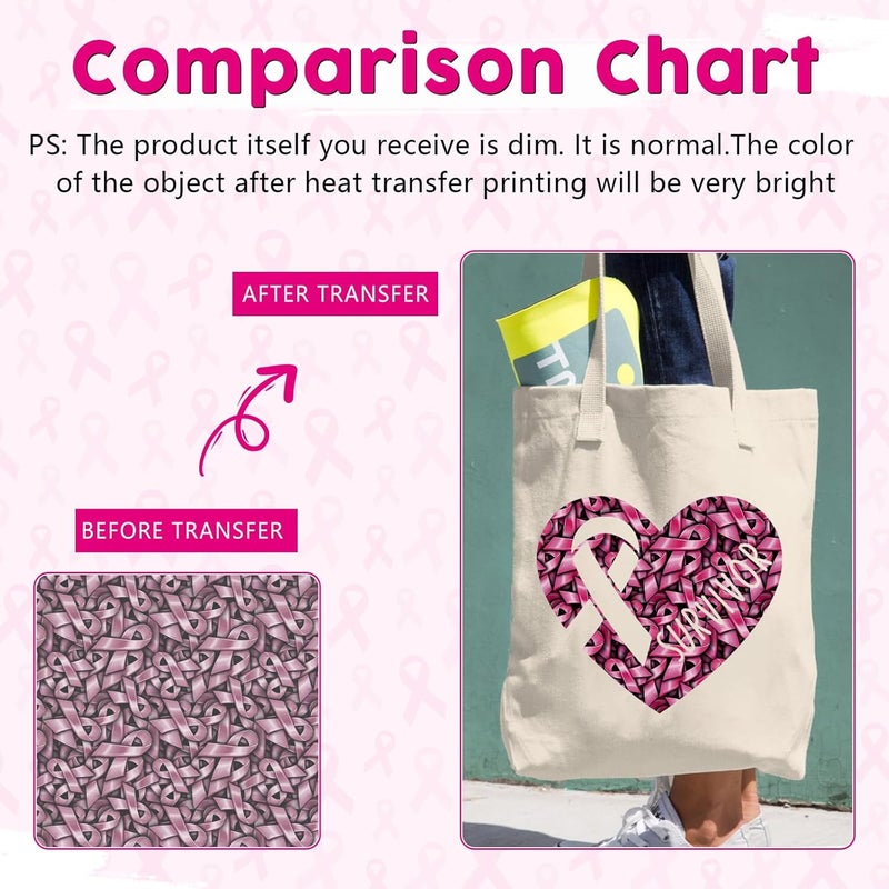 Tintnut Black Pink Ribbon Sublimation Ink Transfer Sheets - 12 Sheets 12"x10"Pink Ribbon Pattern Sublimation Transfer Paper Bundle for DIY Mugs, Tumblers, Key Chain, T-Shirts - Image 2